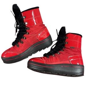 Pajar red shiny platform boots